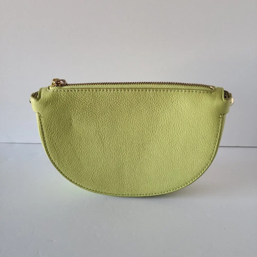 TALBOTS CRESCENT FAUX PEBBLED LEATHER WRISTLET -GREEN- NWOT